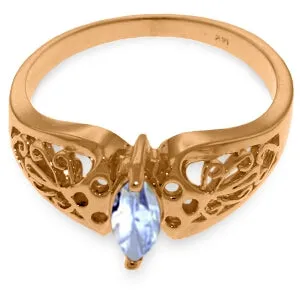 0.2 Carat 14K Solid Rose Gold Filigree Ring Natural Aquamarine