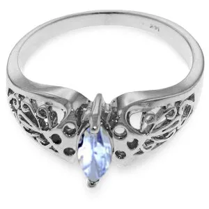 0.2 Carat 14K Solid White Gold Fierce Declaration Aquamarine Ring