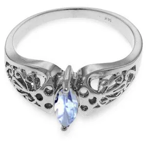 0.2 Carat 14K Solid White Gold Fierce Declaration Aquamarine Ring