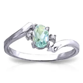 0.46 Carat 14K Solid White Gold Rings Natural Diamond Aquamarine