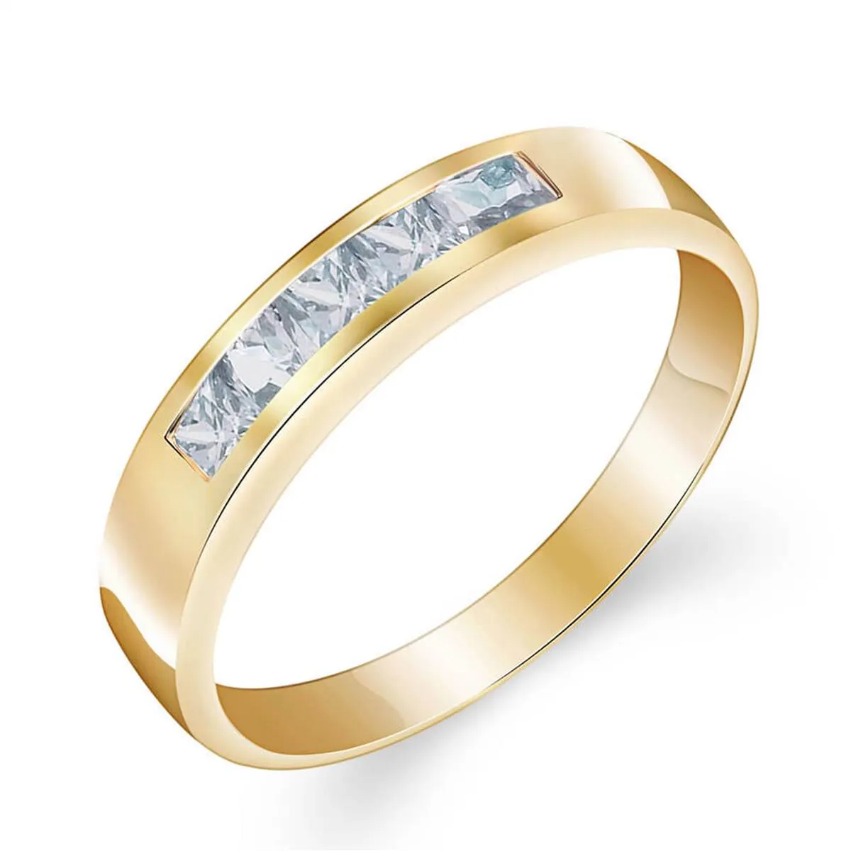 0.5 Carat 14K Solid Yellow Gold Knocking On Your Door Aquamarine Ring