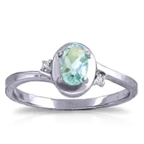 0.51 Carat 14K Solid White Gold Rings Diamond Aquamarine