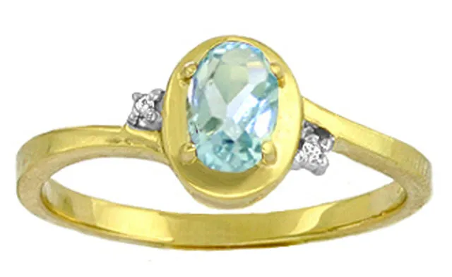 0.51 Carat 14K Solid White Gold Rings Diamond Aquamarine