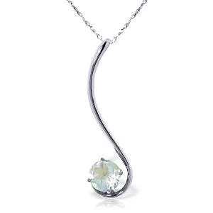 0.55 Carat 14K Solid White Gold Proven Wild Aquamarine Necklace