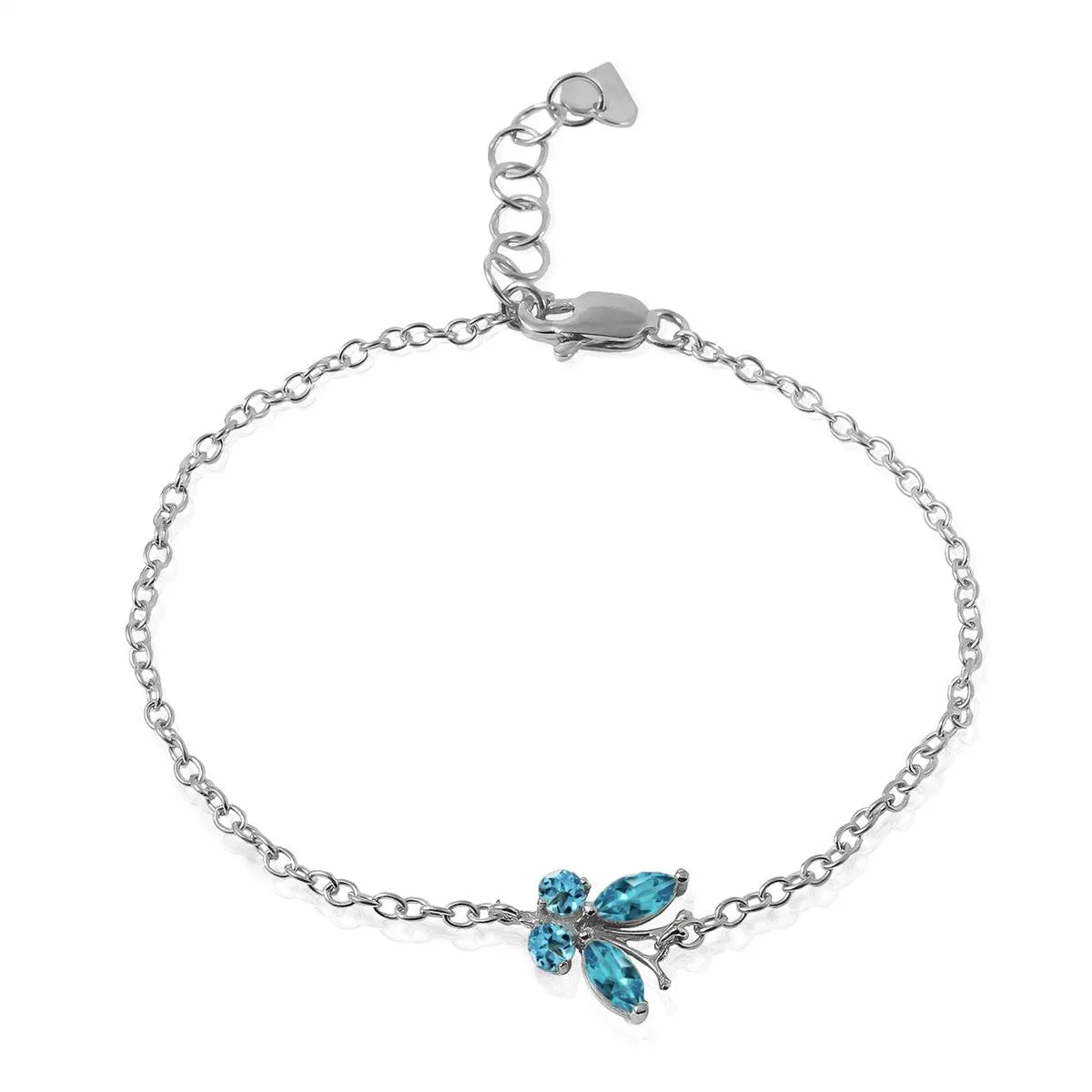 0.6 Carat 14K Solid White Gold Full Truth Blue Topaz Bracelet