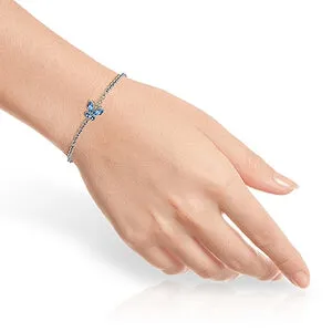 0.6 Carat 14K Solid White Gold Full Truth Blue Topaz Bracelet