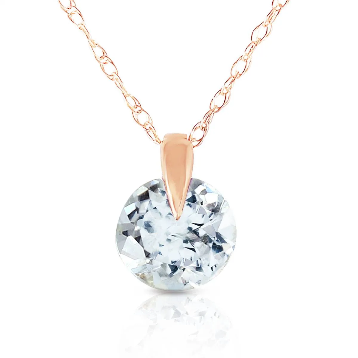 0.65 Carat 14K Solid Rose Gold Single Round Aquamarine Necklace