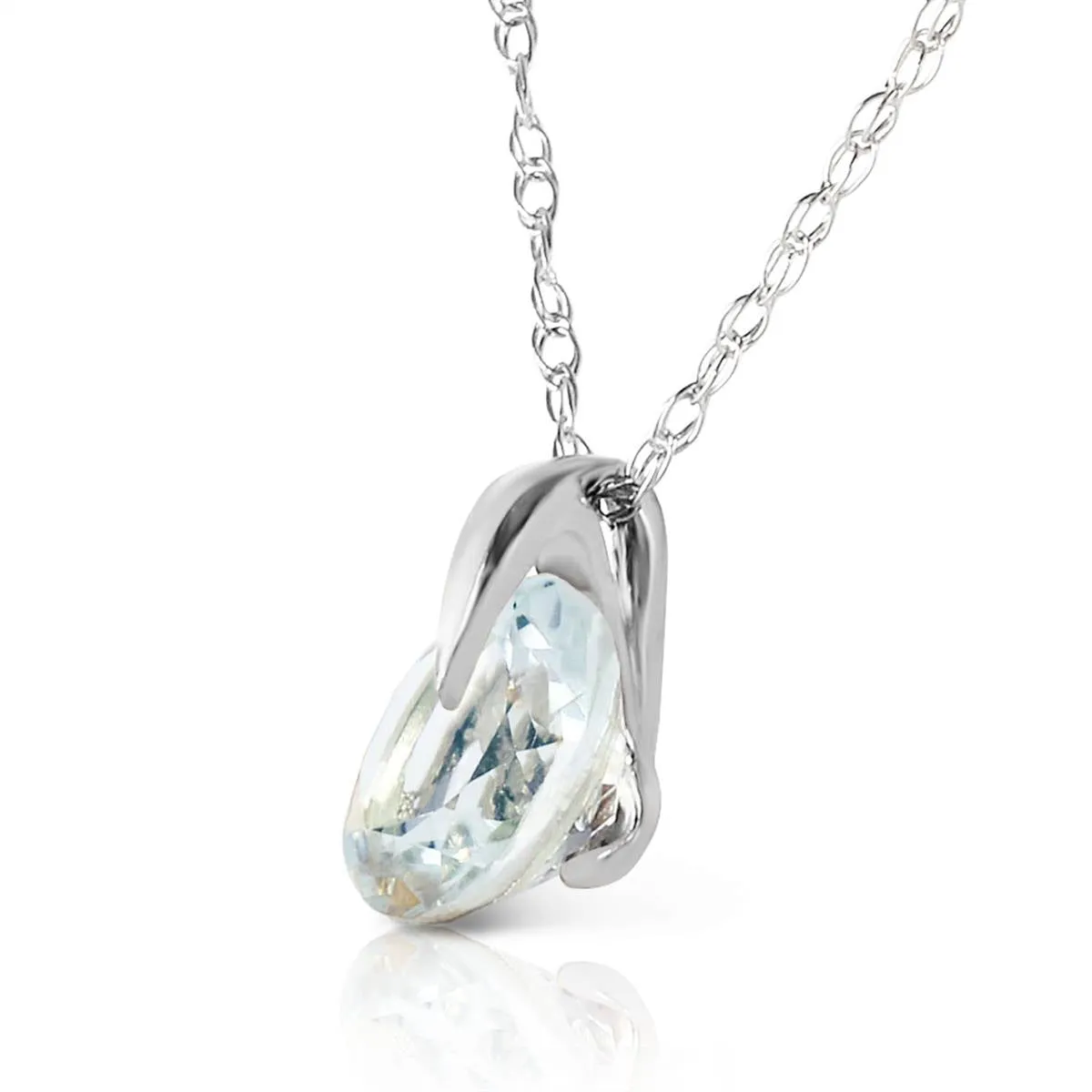 0.65 Carat 14K Solid White Gold Best Of Times Aquamarine Necklace