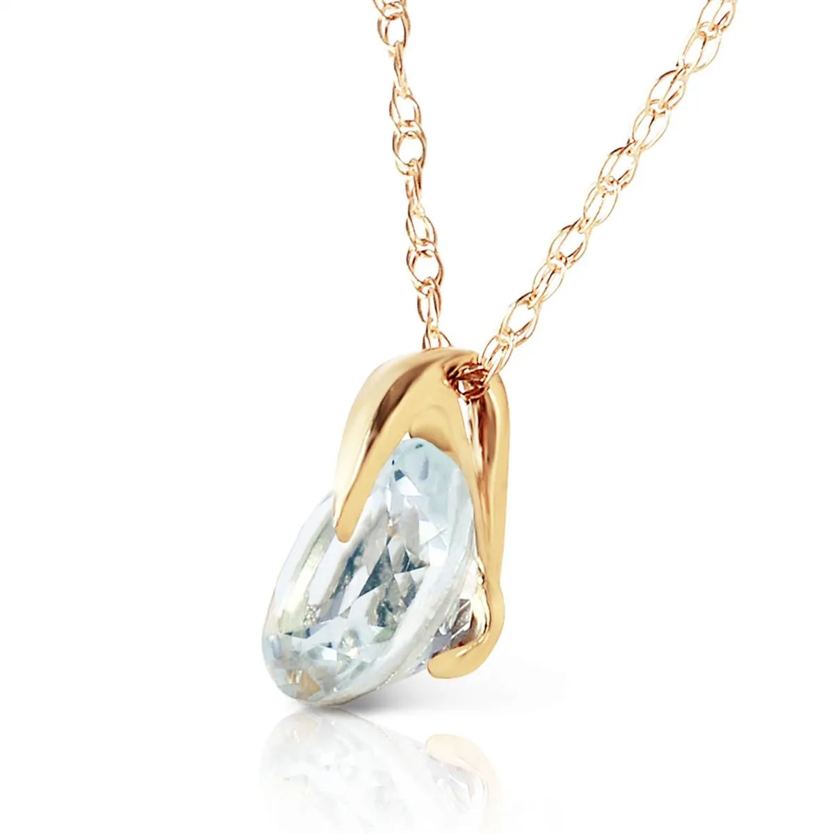 0.65 Carat 14K Solid Yellow Gold Unforgettable Aquamarine Necklace