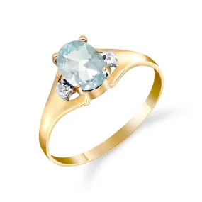 0.76 Carat 14K Solid Yellow Gold Permitted To Love Aquamarine Diamond Ring