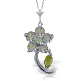 0.87 Carat 14K Solid White Gold Flattery Aquamarine Peridot Necklace