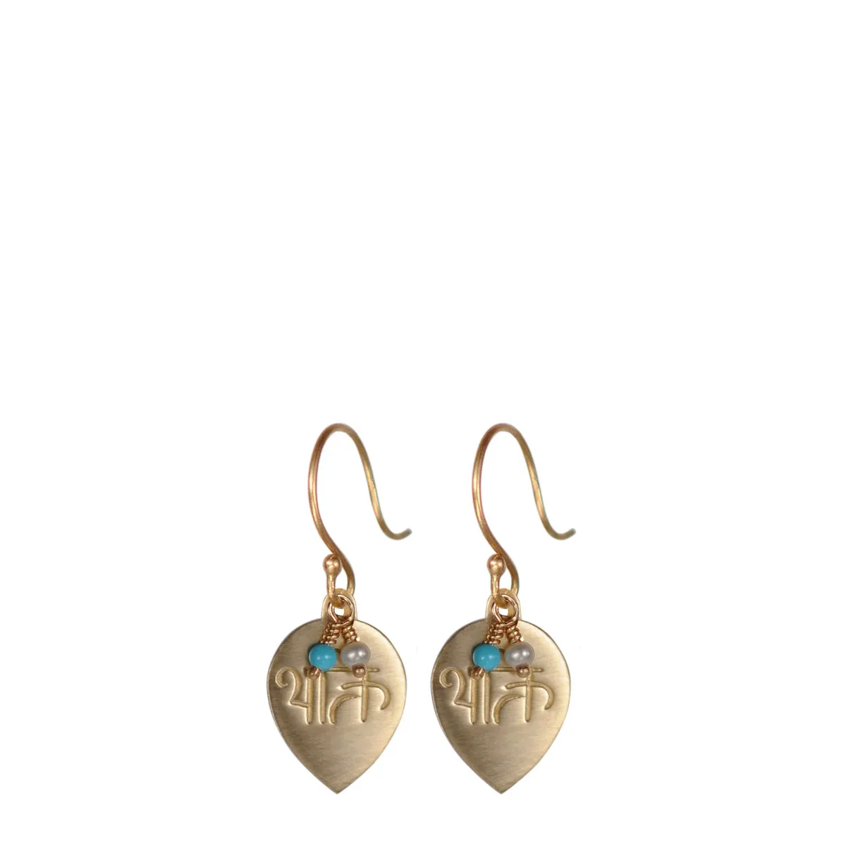 10K Gold 'Devotion' Drop Earring with Turquoise and Pearl