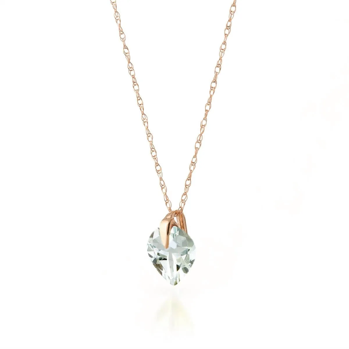 1.15 Carat 14K Solid Rose Gold Lonely Heart Aquamarine Necklace