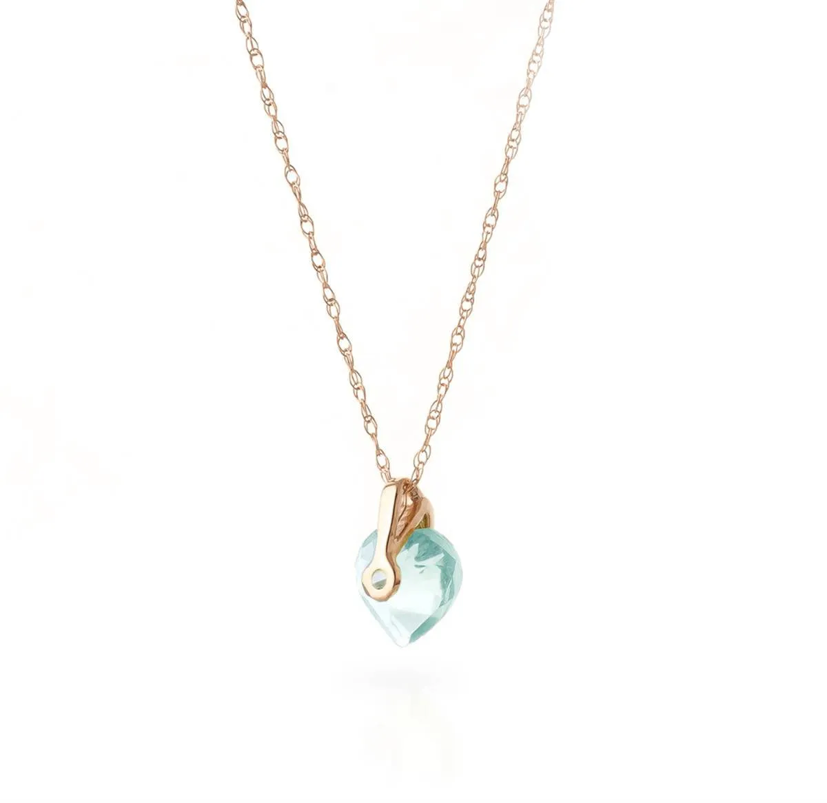 1.15 Carat 14K Solid Rose Gold Lonely Heart Aquamarine Necklace