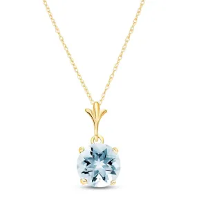 1.15 Carat 14K Solid Yellow Gold Affectionate Aquamarine Necklace