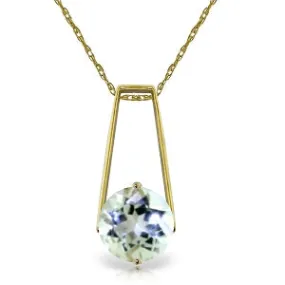 1.45 Carat 14K Solid Yellow Gold Gold Necklace Aquamarine