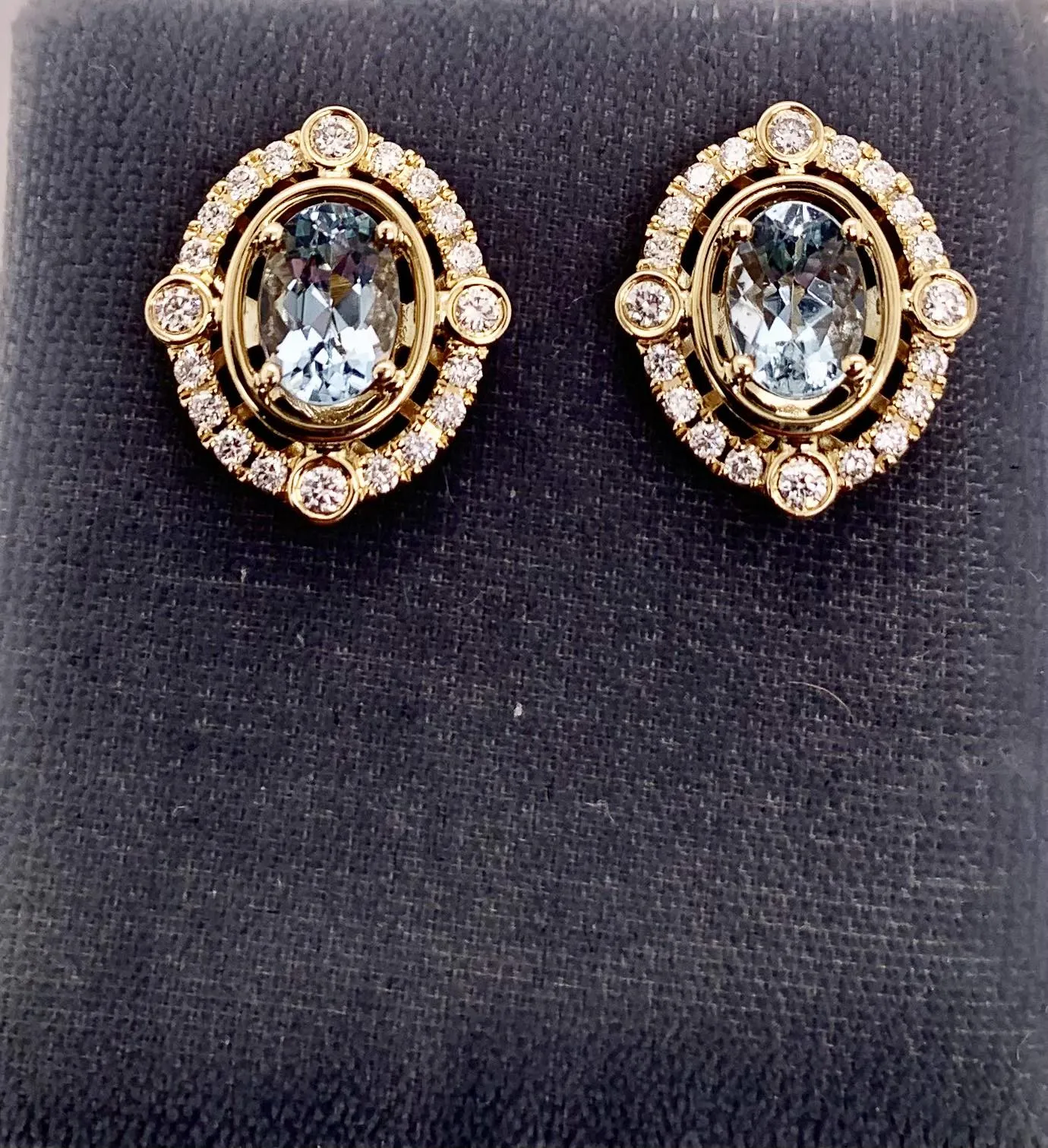 14K Aquamarine & Diamond Earrings