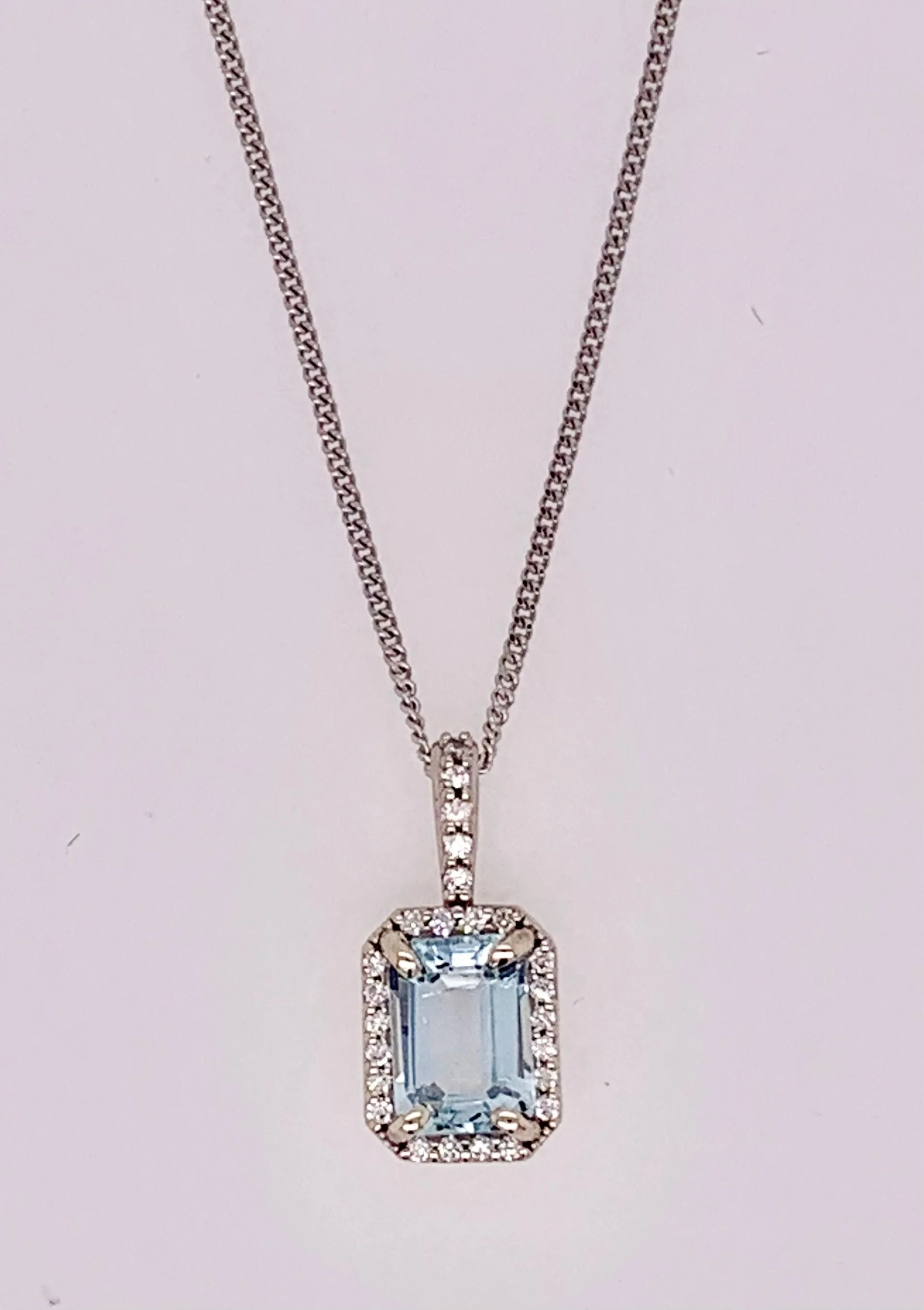 14K Aquamarine & Diamond Pendant