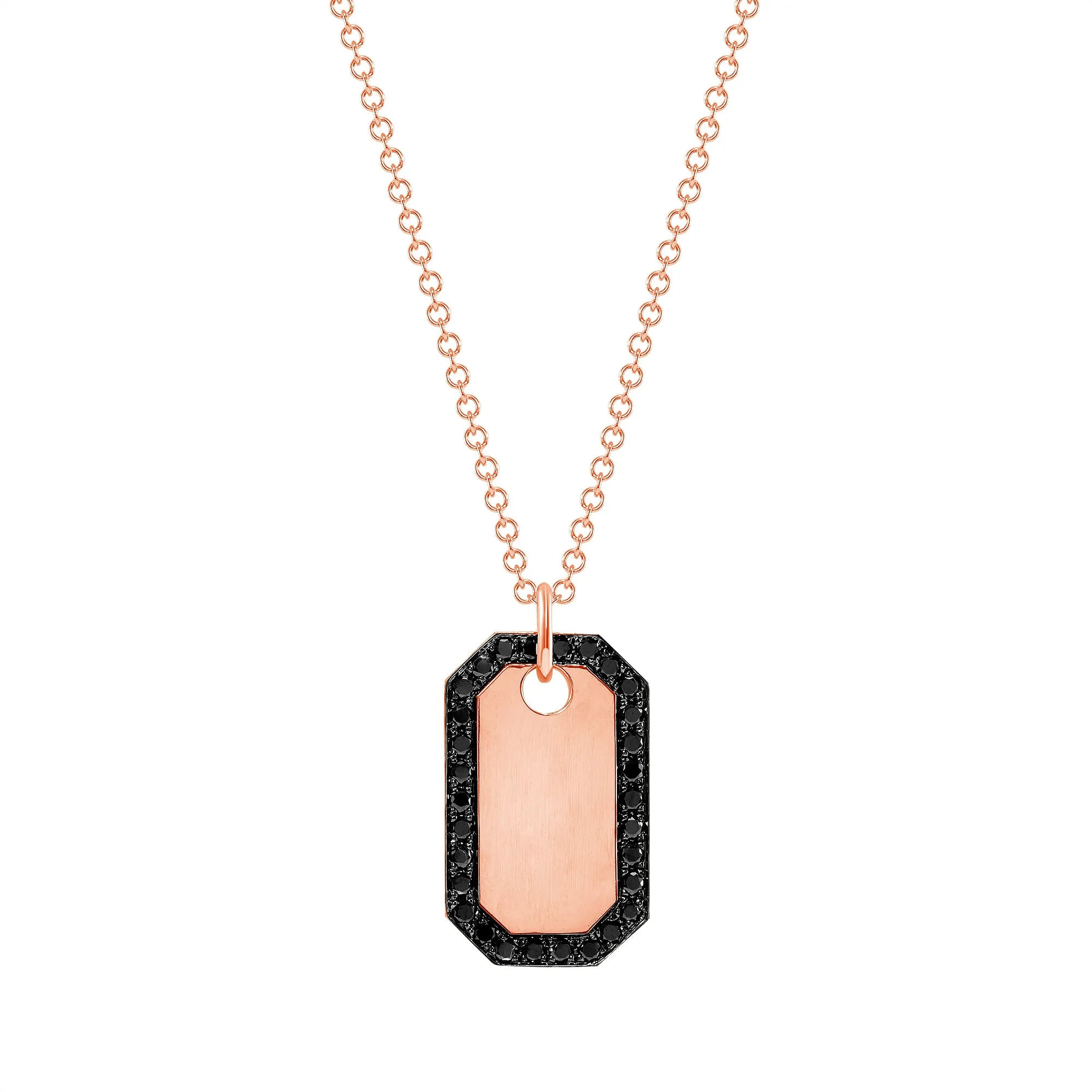 14K Gold and Black Diamond Dog Tag