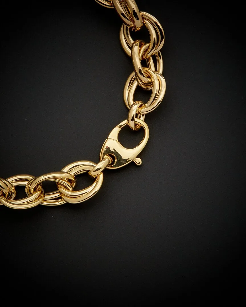 14K Italian Gold Oval & Round Link Bracelet