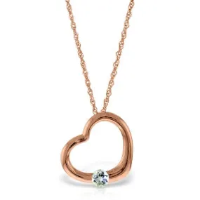 14K Solid Rose Gold Heart Necklace w/ Natural Aquamarine