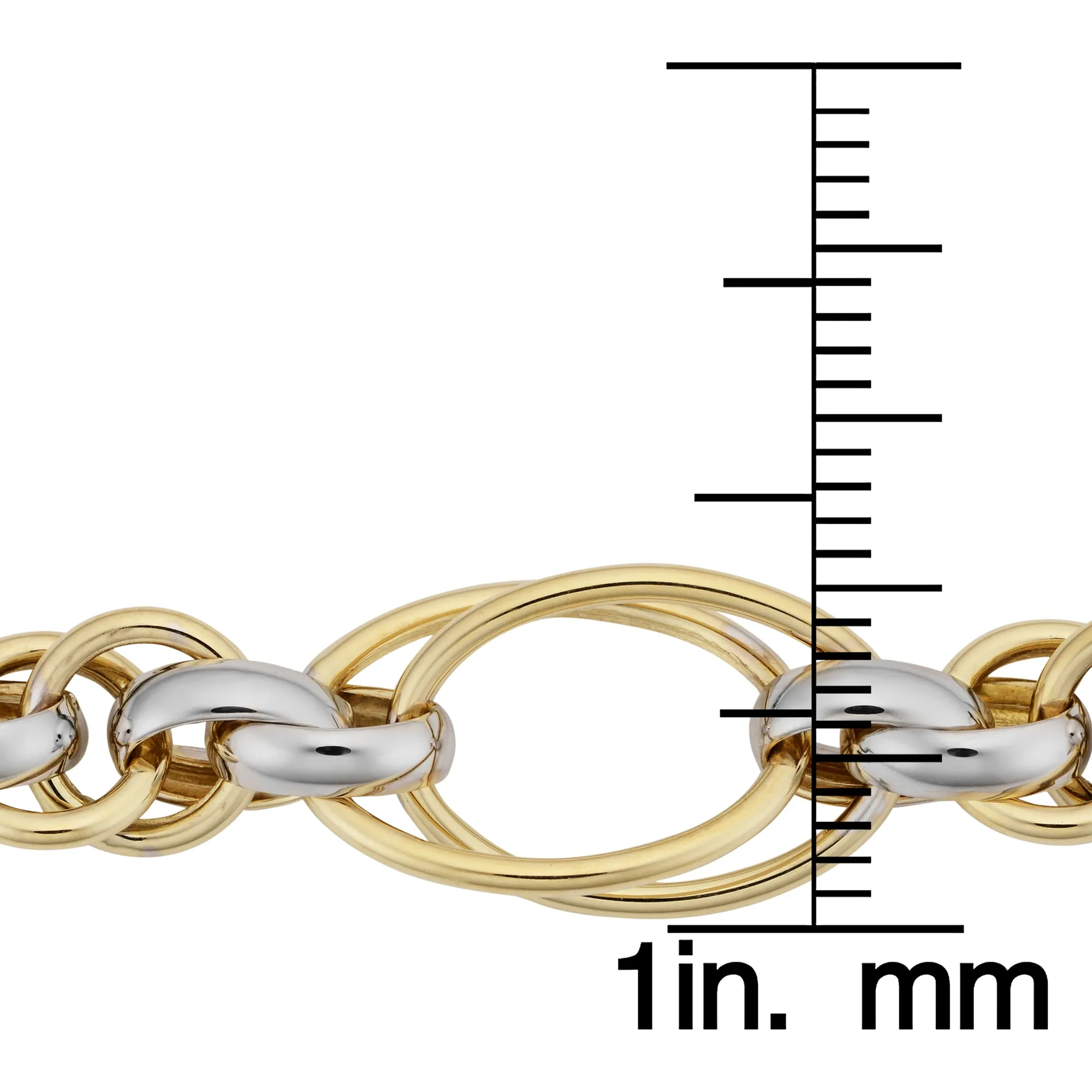 14k Two Tone Gold Double Oval Link Womens Bracelet, 7.5"