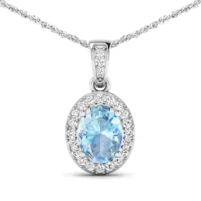 14K White Gold Aquamarine Pendant