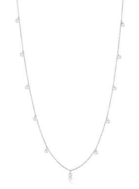 14K White Gold Round Laser Drilled Diamond Necklace