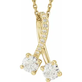 14K Yellow 1/2 CTW Natural Diamond 16-18" Necklace