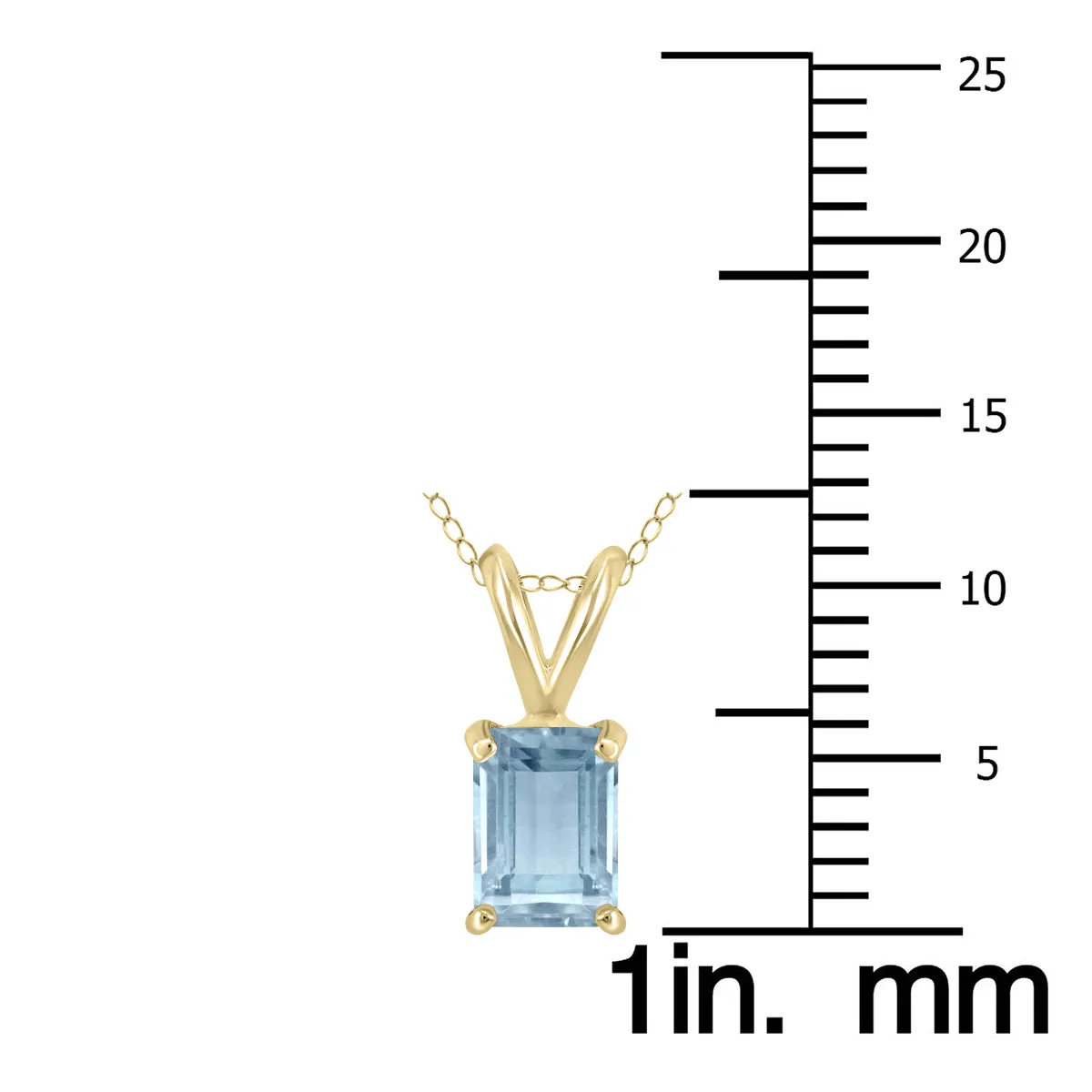 14K Yellow Gold 6X4Mm Emerald Shaped Aquamarine Pendant