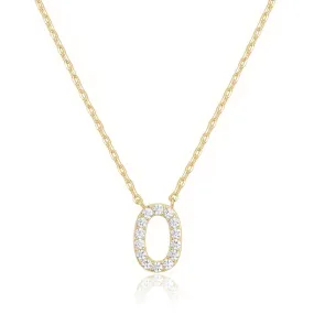 14k Yellow Gold Created Diamond Initial O Letter Pendant Necklace Plated