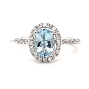 14KW Aquamarine & Diamond Bridal Ring w/ 0.80 ct Aqua. & 0.33 ctw Dia.