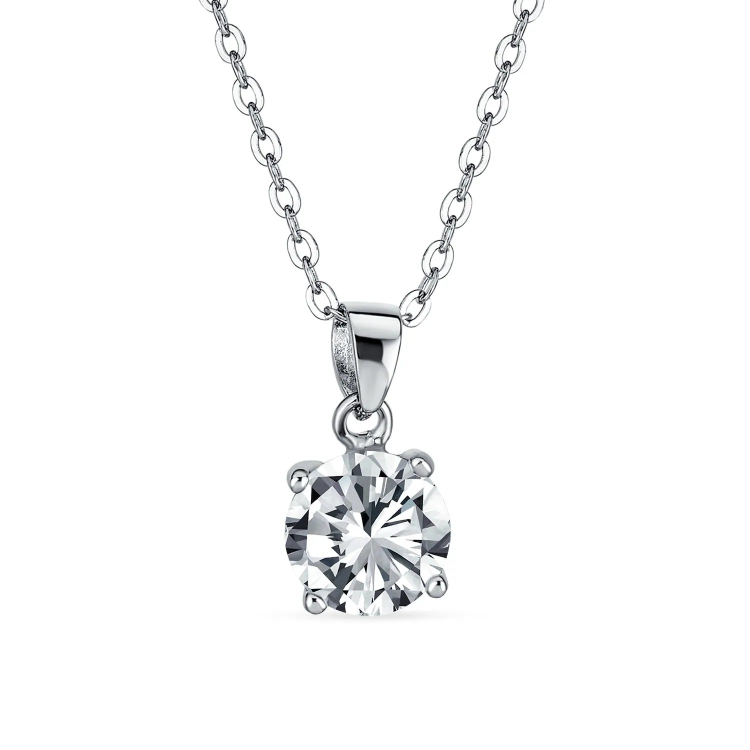 1.5CTW Cubic Zirconia Birthstone Pendant Necklace in Sterling Silver