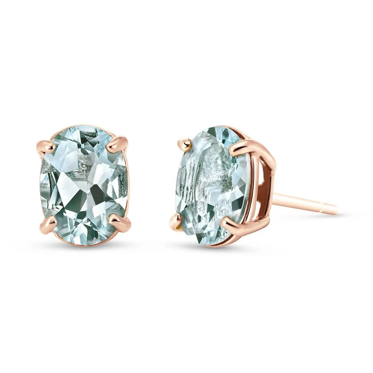 1.8 Carat 14K Solid Rose Gold Stud Earrings Natural Aquamarine