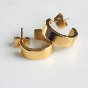 18K Gold-filled Thick Flat Hoop Earrings