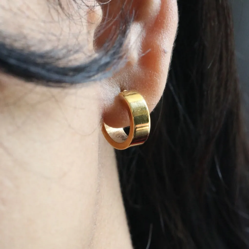 18K Gold-filled Thick Flat Hoop Earrings