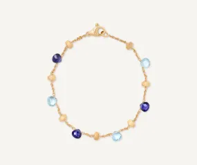 18K Yellow Gold Single-Strand Topaz & Iolite Bracelet