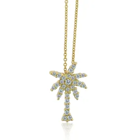 18K YELLOW GOLD TINY TREASURES SMALL DIAMOND PALM TREE NECKLACE