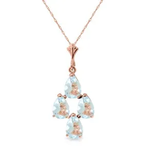 1.95 Carat 14K Solid Rose Gold Pyramid Aquamarine Necklace