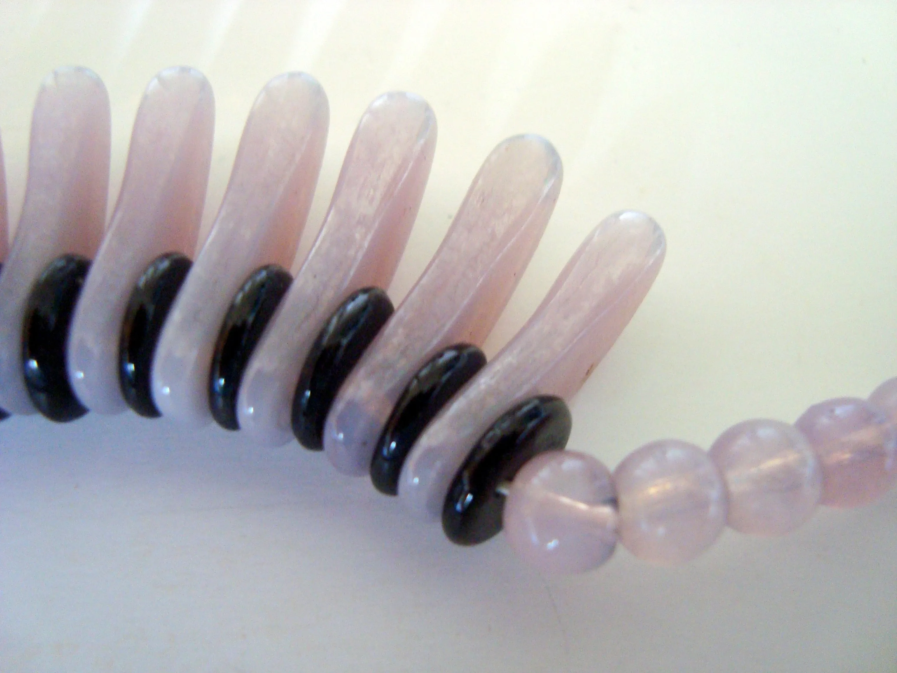 1950s West German Pink and Black Glass bead necklace