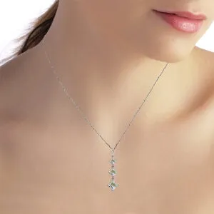 2.4 Carat 14K Solid White Gold Sweet Harmony Aquamarine Necklace