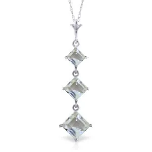 2.4 Carat 14K Solid White Gold Sweet Harmony Aquamarine Necklace