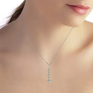 2.4 Carat 14K Solid White Gold Sweet Harmony Aquamarine Necklace