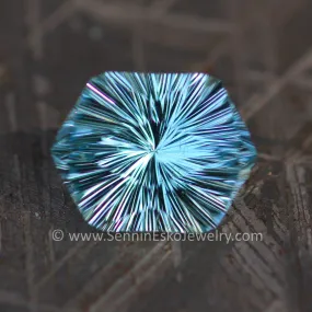 2.58 Carat Light Blue Aquamarine Hexagon- 10.5x8.2mm, Fantasy Glitter Cut