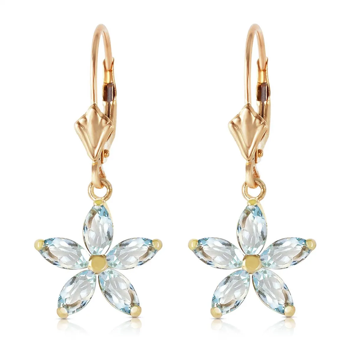 2.8 Carat 14K Solid Yellow Gold Calypso Aquamarine Earrings