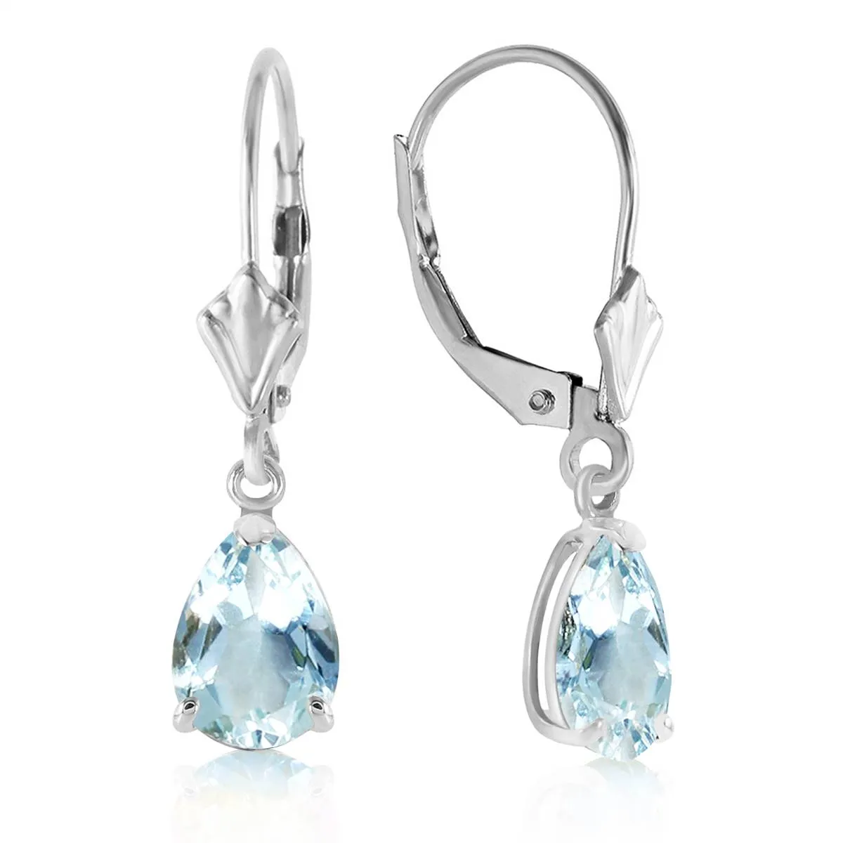 2.85 Carat 14K Solid White Gold Applying Your Hand Aquamarine Earrings