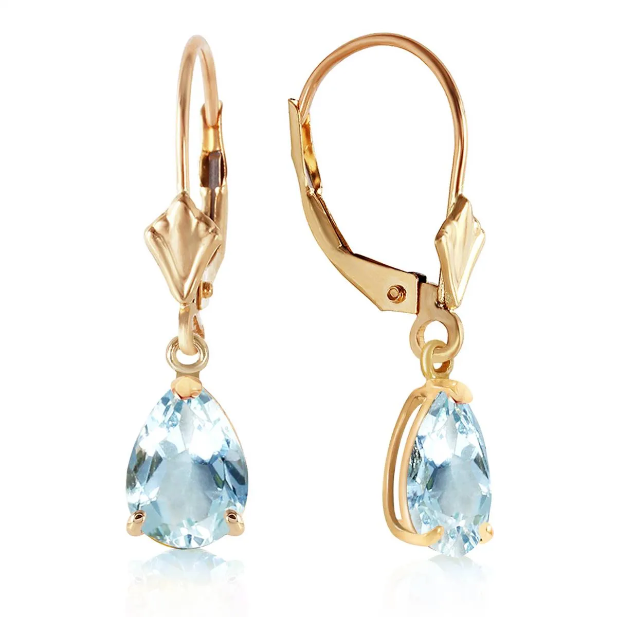 2.85 Carat 14K Solid Yellow Gold Extravaganza Aquamarine Earrings