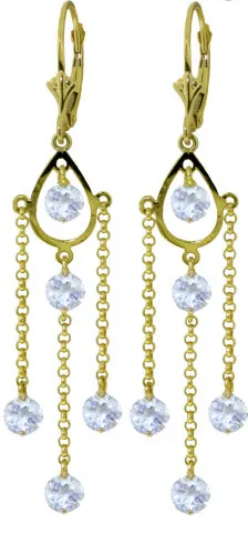 3 Carat 14K Solid White Gold Chandelier Earrings Natural Aquamarine