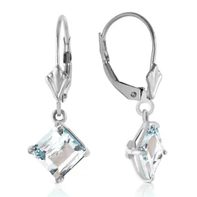 3.2 Carat 14K Solid White Gold Chattering Heart Aquamarine Earrings