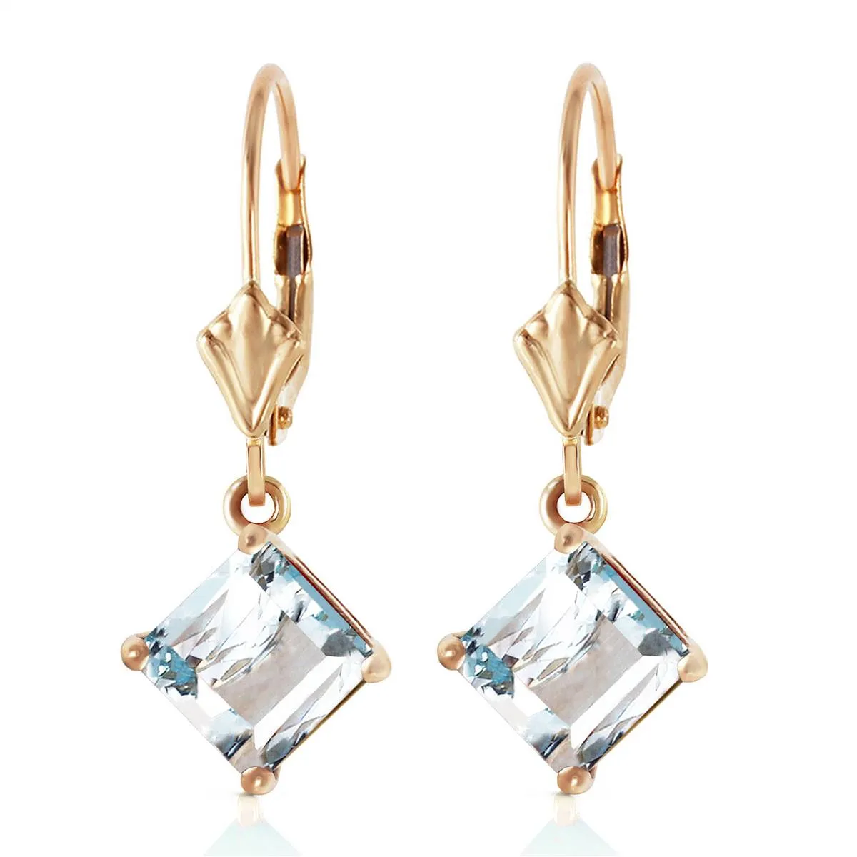 3.2 Carat 14K Solid Yellow Gold Excellence Aquamarine Earrings